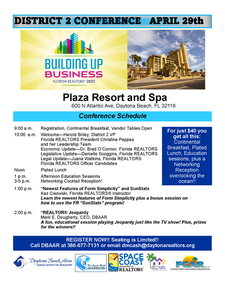 2022 Florida Realtors District 2 Conference Schedule